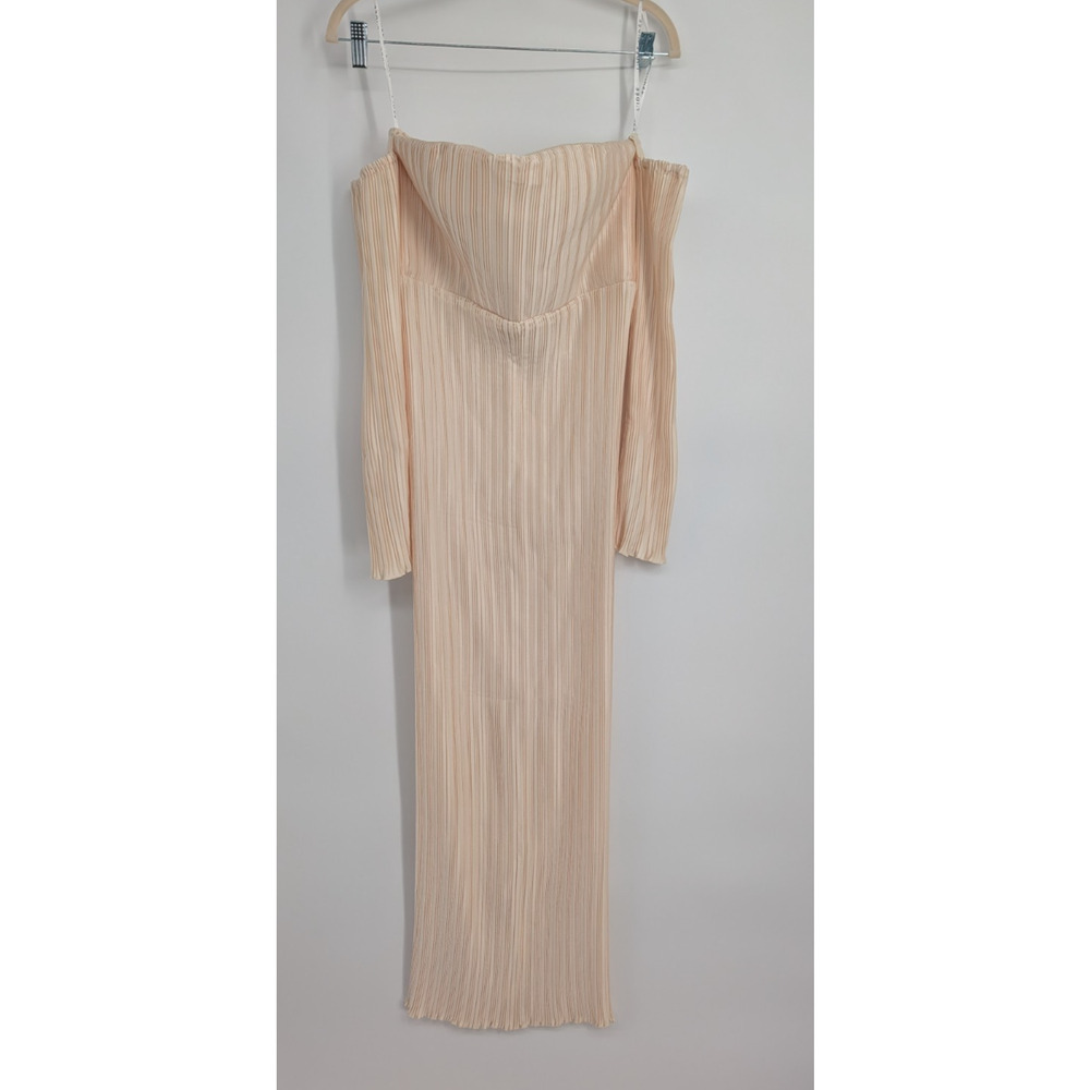 Nwt L'idee Gatsby Pleated Dress Gown Us 6 Bone #1b602 — image 2 of 8
